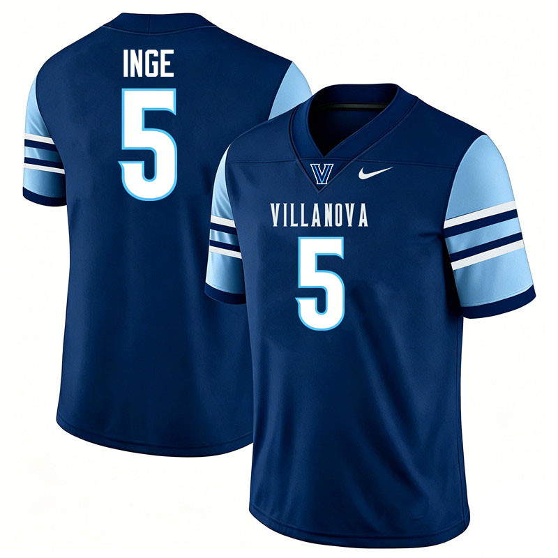 Villanova Wildcats #5 Turner Inge College Football Jerseys,Uniforms-Navy